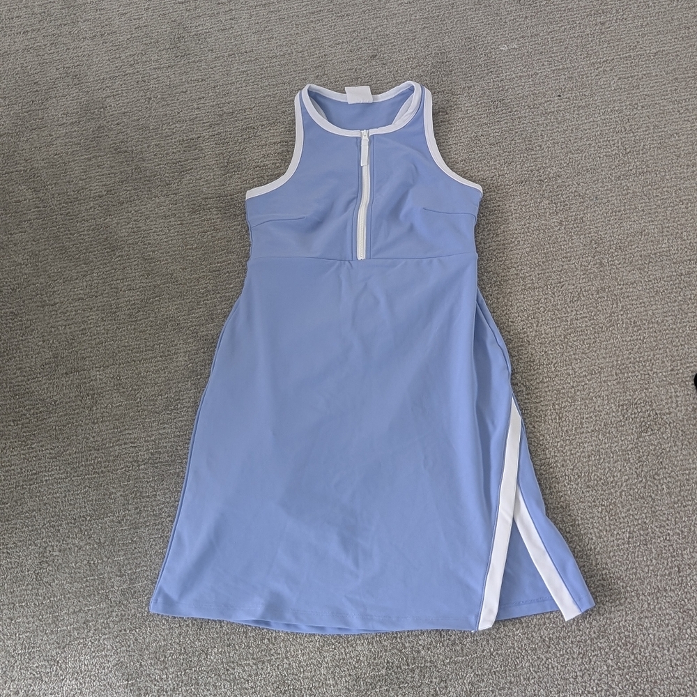Stylish Blue and White Sleeveless Dress